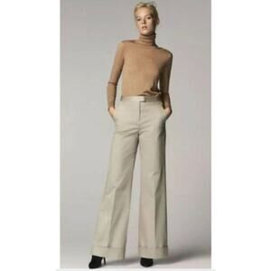 NWT Massimo Dutti Wide Cuffed Legged Trouser Pants cotton size 4